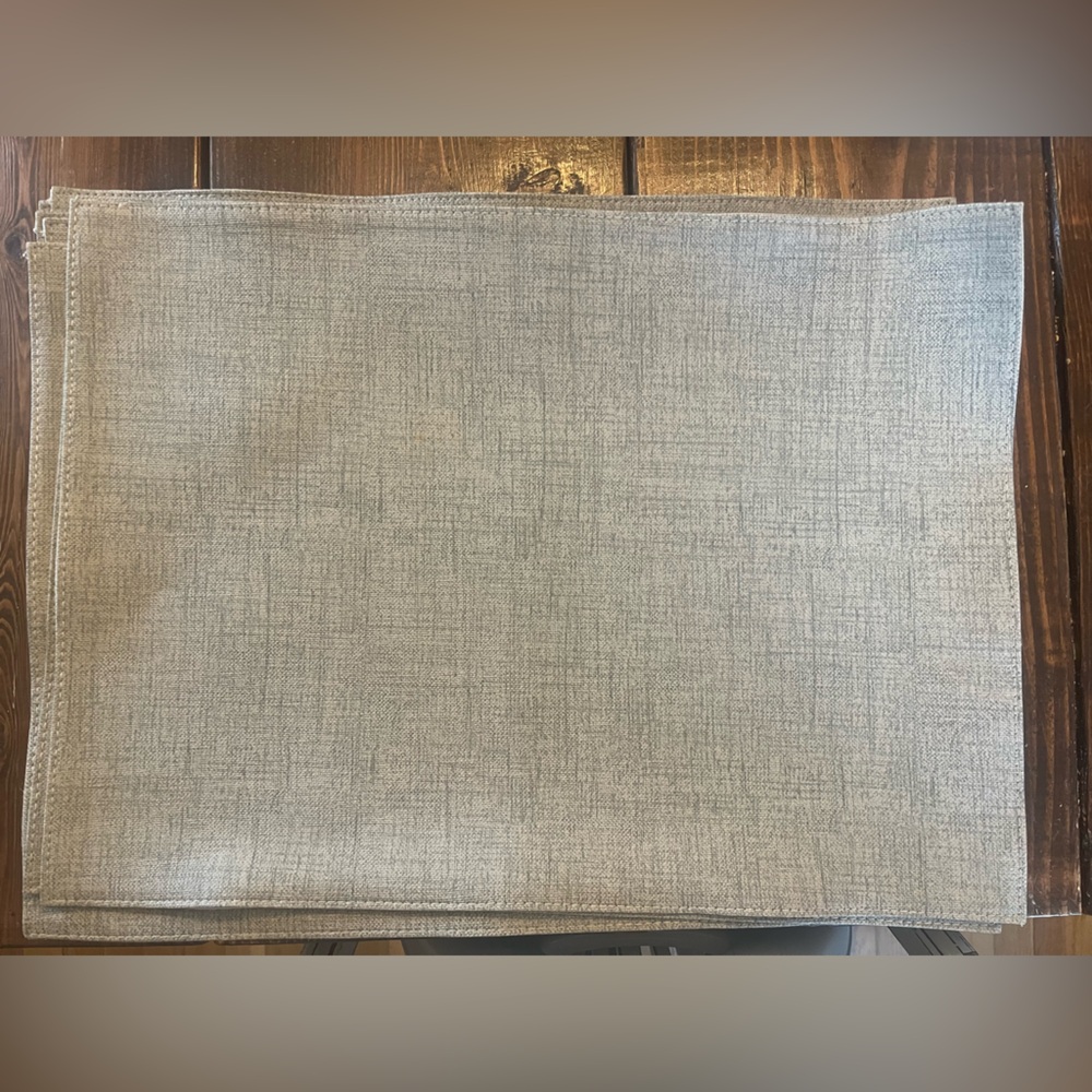 Crate and Barrel Shiloh Vinyl and Fabric Rectangle placemats in Stone, set of 12